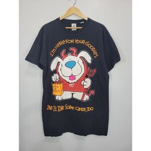 Vintage 90s JK Benton Design‎ Halloween Dog Devil Graphic Oversized T Shirt OS